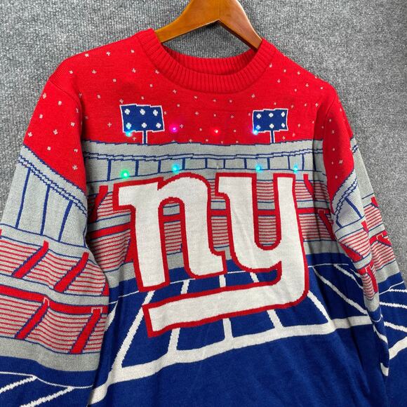 NFL New York Giants Light Up Bluetooth Sweater Men's Large LED WORKS Football - Picture 3 of 12